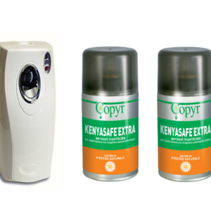 Kit Anti-Zanzare Copyrmatic + Insetticida Kenyasafe Extra al Piretro Naturale - erogatore automatico+2 bombolette